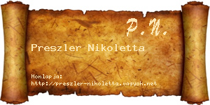 Preszler Nikoletta névjegykártya